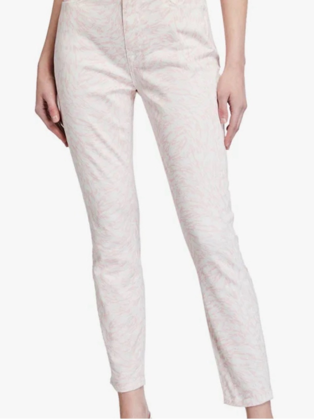 7 For All Mankind High Waist Ankle Skinny Jean in Abstract Pink Print - Size 28 - Picture 2 of 12